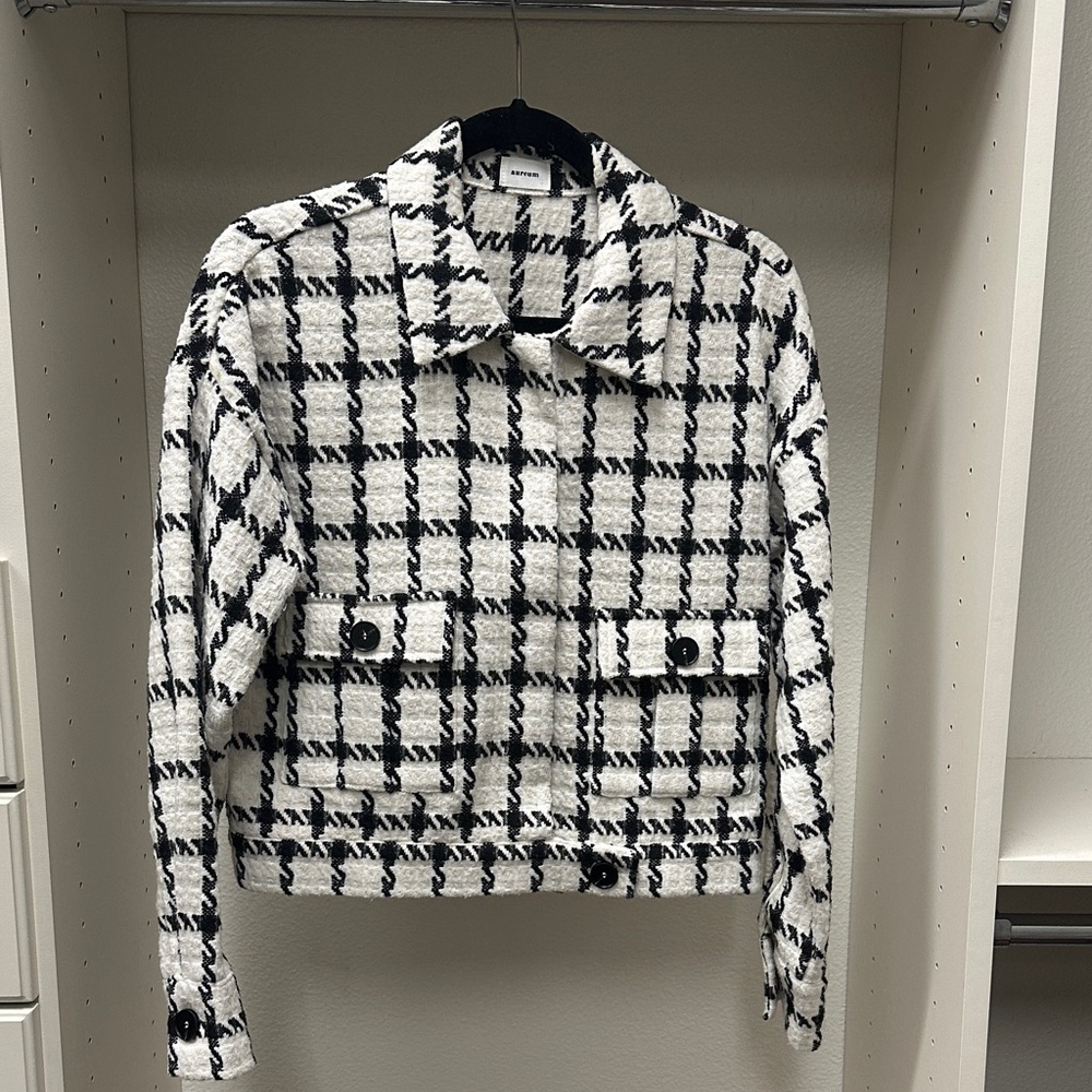 AUREUM Black and White Checkered Blazer